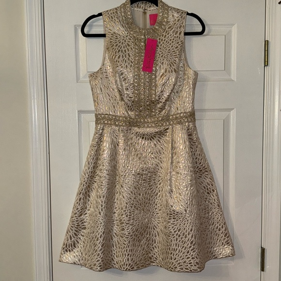 Lilly Pulitzer Gold Metallic Franci Dress - Picture 1 of 7
